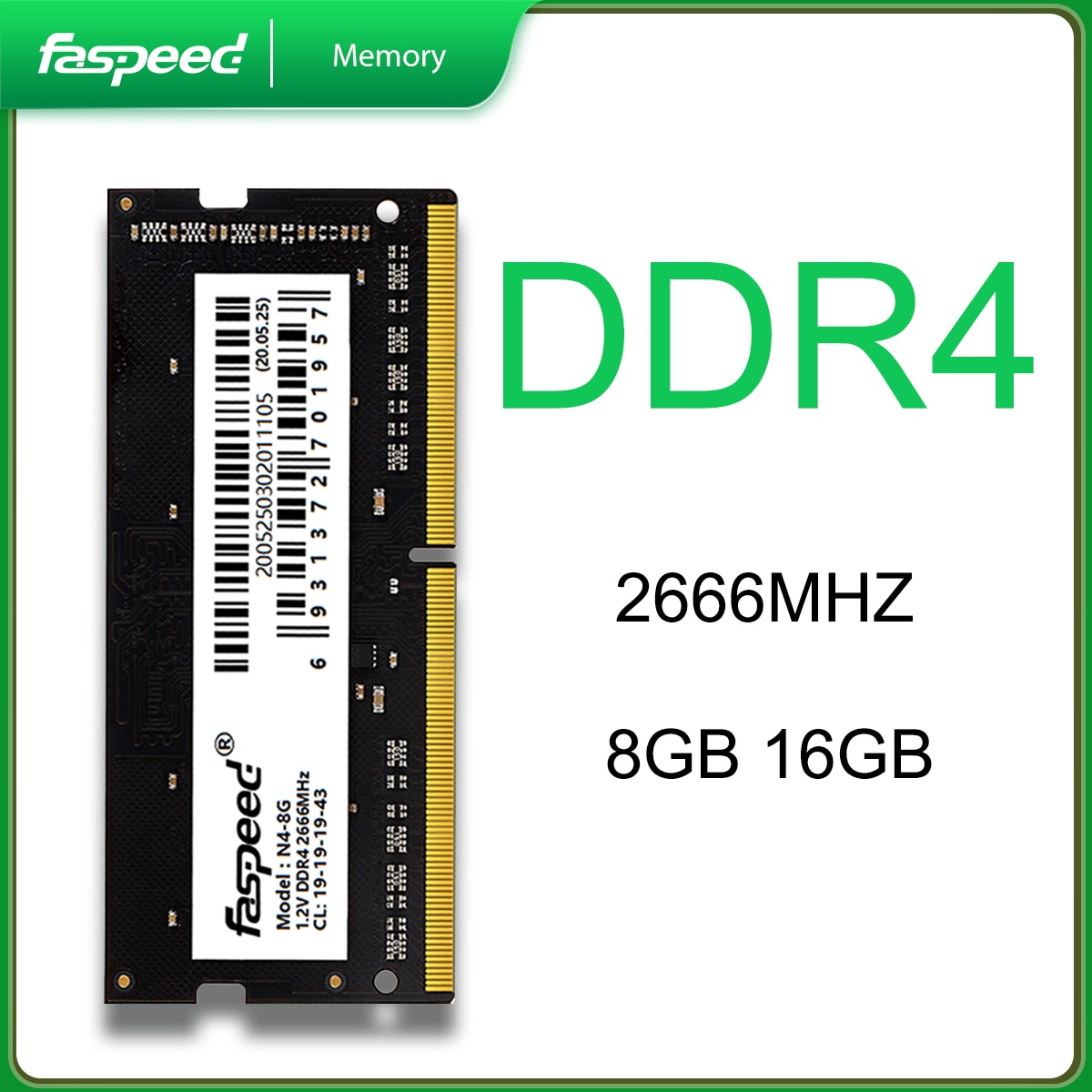ƮϿ Faspeed ޸ RAM DDR4 16 GB 8GB 2666MHZ PC4-21300 260  CL19 1.2V SO-DIMM Ʈ ޸ RAM DDR 4 16 GB, 